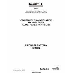 Saft 409CH2 Aircraft Battery Component Maintenance Manual with Illustrated Parts List 2005
