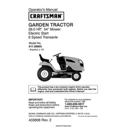 Sears Craftsman Garden Tractor 26.0 HP 54" Mower 917.28955 Operator's Manual