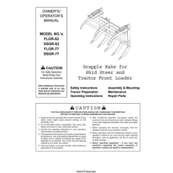 Skid Steer & Tractor Front Loader Grapple Rake FLGR-62 - SSGR-77 Owner's & Operator's Manual