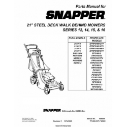Snapper 21" Steel Deck Walk Behind Mowers Series 12, 14, 15 & 16 Parts Manual (2005) 7006059