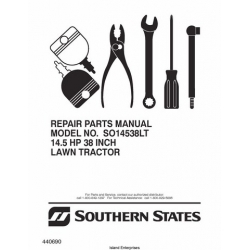 Southern States SO14538LT (96042011700) 14.5 HP 38-inch Lawn Tractor Repair Parts Manual 2011