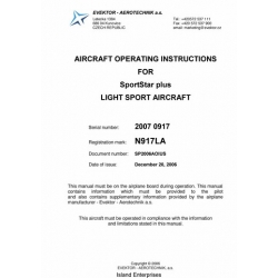 SportStar Plus N917LA Light Sport Aircraft Operating Instructions 2006