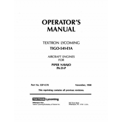 Lycoming TIGO-541-E1A Operator's Manual Part# SSP-1570 