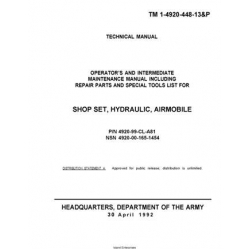 TM 1-4920-448-13&P Shop Set, Hydraulic, Airmobile Technical Manual  Operator's and Intermediate Maintenance Manual including Repair Parts and Special Tools List