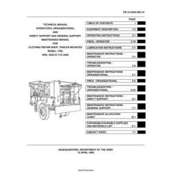 TM 10-3530-205-14 Clothing Repair Shop, Trailer Mounted Model: CRS Technical Manual Operator's, Organizational and Direct Support and General-Support Maintenance Manual 