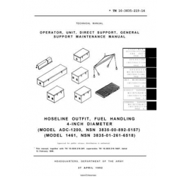 TM 10-3835-219-14 Hoseline Outfit, Fuel Handling 4-Inch Diameter Model ADC-1200, 1461 Operator's, Unit, Direct Support   and General Support Maintenance Manual 