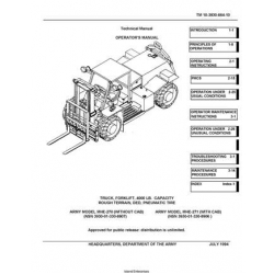 TM 10-3930-664-10 Army Model MHE-270-271 Truck, Forklift, 4,000 LB. Capacity, Rough Terrain, DED, Pneumatic Tire Technical Manual  Operator's Manual  