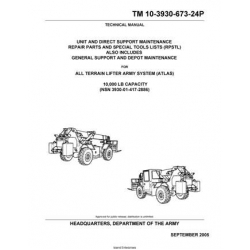TM 10-3930-673-24P All Terrain Lifter Army System (ATLAS) 10,000 LB Capacity Technical Manual Unit and Direct Support Maintenance Repair Parts and Special Tools List (RPSTL) also Includes General Support and Depot Maintenance