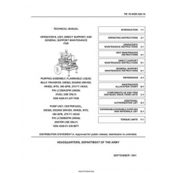 TM 10-4320-324-14 Pumping Assembly, Flammable Liquid, Bulk Transfer, Diesel Engine Driven, Wheel MTD, 350 GPM, 275 FT. Technical Manual Operator's, Unit, Direct Support and General Support Maintenance Repair Parts and Special Tools List 