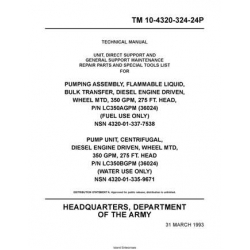 TM 10-4320-324-24P Pumping Assembly, Flammable Liquid, Bulk Transfer, Diesel Engine Driven, Wheel MTD, 350 GPM, 275 FT. Technical Manual Unit, Direct Support and General Support Maintenance Repair Parts and Special Tools List  