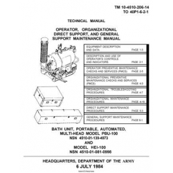 TM 10-4510-206-14  Bath Unit, Portable, Automated, Multi-Head Model PBU-100-HEI-100 Technical Manual  Operator, Organizational, Direct and General Support Maintenance Manual 