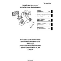 TM 10-4610-229-24 Water Purification Unit, Reverse Osmosis, 150,000 GPD, Skid-Mounted, Model PD 81146 NSN 4610-01-121-0161 Organizational, Direct and General Support Maintenance Manual 