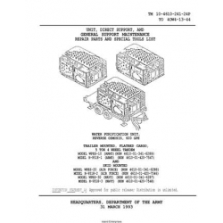 TM 10-4610-241-24P Water Purification Unit, Reverse Osmosis, 600-GPH Trailer-Mounted, Flatbed Cargo 5-TON, 4-Wheel Tandem Model WPES-10 Technical Manual Unit, Direct and General Support Maintenance  Repair Parts and Special Tools List 