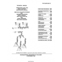 TM 10-4610-243-13 800K Gallon Water Storage and Distribution System Model WSDS810-800KWSDS  Technical Manual Operator's, Unit and Direct Support Maintenance Manual 