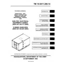 TM 10-5411-206-14 Shelter, Electrical Equipment Technical Manual Operator's, Unit, Direct and General Support Maintenance Manual