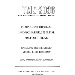 TM 5-2036 Pump Centrifugal 11/2 Discharge, 125 G.P.M 300-Foot Head