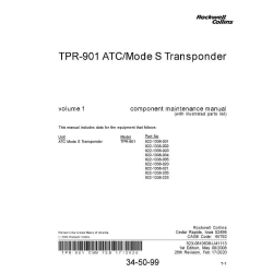 Collins TPR-901 ATC/Mode S Transponder Component Maintenance Manual with IPL Vol.1 34-50-99