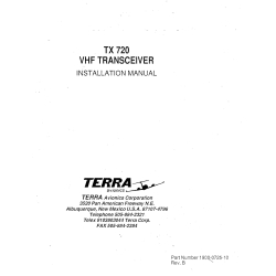 Terra TX 720 VHF Transceiver Installation Manual 1900-0725-10