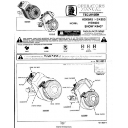 Tecumseh HSK845, HSK850, HSK600 Snow King Operator's Manual and Maintenance Instructions