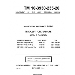 Towmotor 462SG4024-100-144 Solid Tire, MHE 191-190 TM 10-3930-235-20 Maintenance Manual 1964