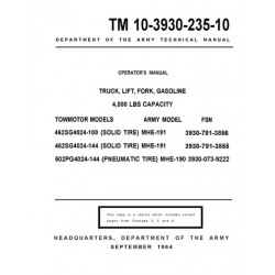 Towmotor 462SG4024-100, 502PG4024-144 MHE 191-190 TM 10-3930-235-10 Operator's Manual 1964
