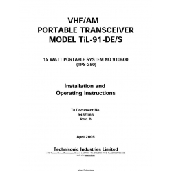 VHF AM TiL-91-DE/S Poratable Transceiver   Installation and Operating Instructions 2005
