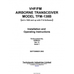 VHF FM TFM-138B Airborne Transceiver Installation and Operating Instructions 2002