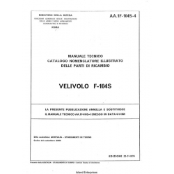 Velivolo F-104S Manuale Tecnico Catalogo Nomenclature 1974