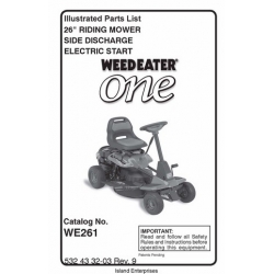 Weed Eater One WE261 26" Riding Mower Side Discharge Electric Start Parts List