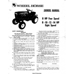 Wheel Horse 8 HP Four Speed and 8,10,12,14 HP Eight Speed Owners Manual