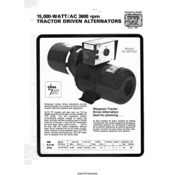Winpower 15/10PTCD 15,000-Watt/AC 3600 rpm Tractor Driven Alternators Specifications & Features 1986