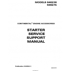 Continental Starter Service Support Manual 646238 646275 X30592-1