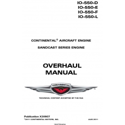Continental IO-550-D, IO-550-E, IO-550-F, IO-550-L  Sandcast Series Engine Overhaul Manual X30607