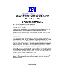 ZEV Z Electric Motor Scooter and Motorcycle Operating Manual
