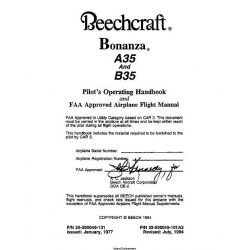 Beechcraft Bonanza A35 and B35 Pilot's Operating Handbook and FAA Approved Airplane Flight Manual 35-590049-101 35-590049-101A3