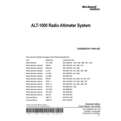 Rockwell Collins ALT-1000 Radio Altimeter System Installation Manual 2005