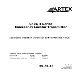 Artex C406-1 Series Emergency Locator Transmitter Description, Operation, Installation and Maintenance Manual 570-5001_v18