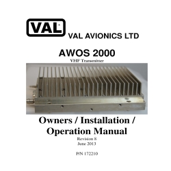 Val Awos 200 VHF Transmitter Owners/Installation/Operation Manual PN 172210