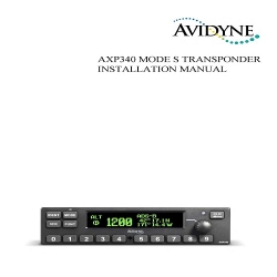 Avidyne AXP340 Mode S Transponder Installation Manual 01201-00