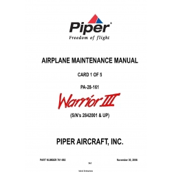 Piper PA-28-161 Warrior III (S/N’s 2842001 & UP) Maintenance Manual Part# 761-882_v2006