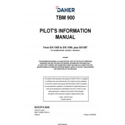 Daher TBM 900 Socatas SAS (From S/N 1000 to S/N 1049, plus S/N 687) Pilot's Information Manual