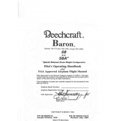 Beechcraft Baron 58-58A (Serials TH-773 thru TH-1395, except TH-1389) Pilot's Operating Handbook and Flight Manual 58-590000-21A13