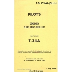 Beechcraft T-34A Mentor USAF Series Pilot's Condensed Flight Crew Check List 1960