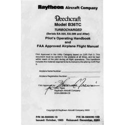 Beechcraft Model B36TC Turbocharge (Serials EA-320, EA-389 and After) Pilot's Operating Handbook and Flight Manual PIN 36-590006-19 / PIN 36-590006-19B