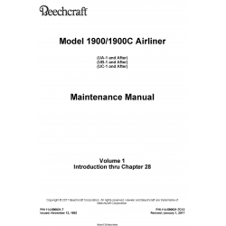 Beechcraft Model 1900/1900C Airliner Maintenance Manual P/N 144-590021-7C12