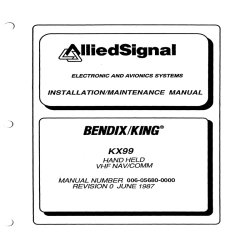 Bendix King KX99 Hand Held VHF Nav/Comm Installation/Maintenance Manual 006-05680-00007