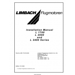 Limbach Flugmotoren L 1700, L 2000 and L 2400 Series Engine Installation Manual (Part Number 905.170.010.000)