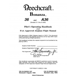 Beechcraft Bonanza 36 and A36  serials E-1 thru E-926  POH and Flight Manual 36-590002-19C3