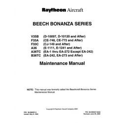 Beech Bonanza Series V35B, F33A, F33C, A36, A36TC & B36TC 2002 Maintenance Manual 36-590001-9A23