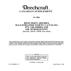 Beechjet 400-400A Illustrated Parts Catalog Canadian Supplement 128-590001-141